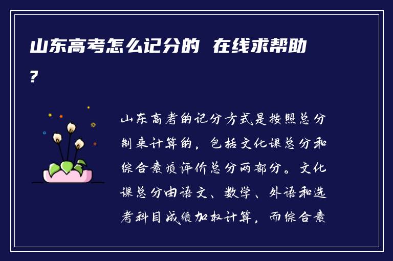 山东高考怎么记分的 在线求帮助?