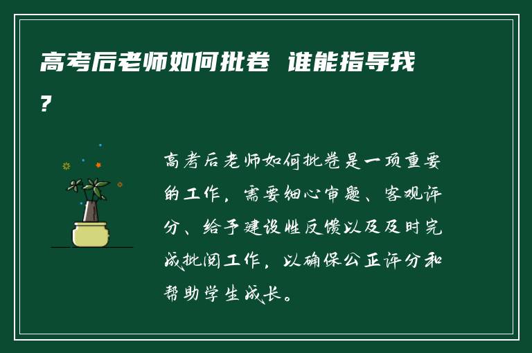 高考后老师如何批卷 谁能指导我?