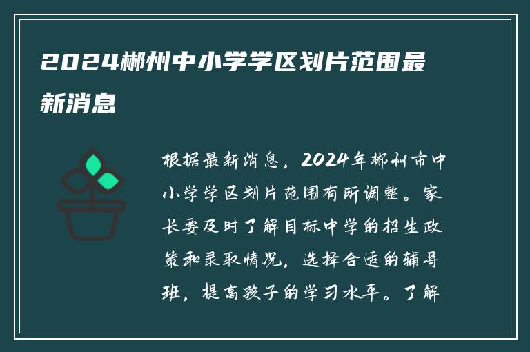 2024郴州中小学学区划片范围最新消息