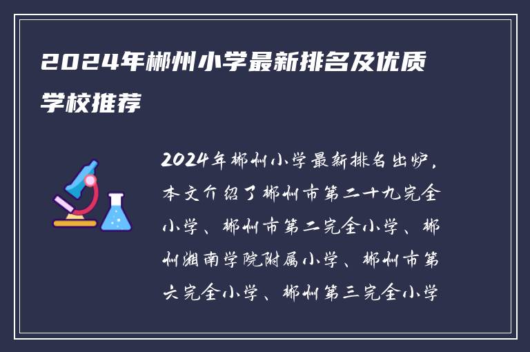 2024年郴州小学最新排名及优质学校推荐