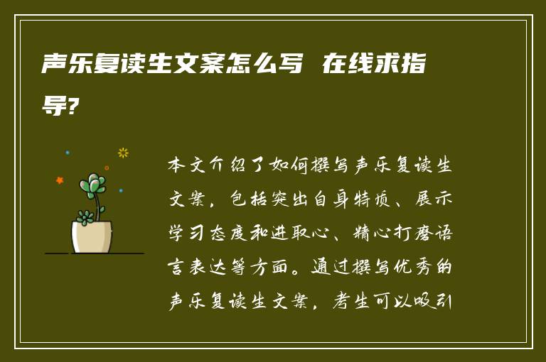 声乐复读生文案怎么写 在线求指导?