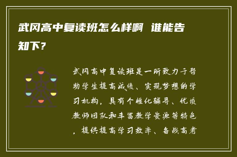 武冈高中复读班怎么样啊 谁能告知下?