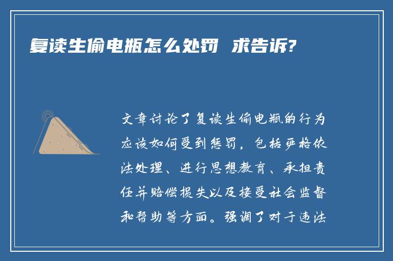 复读生偷电瓶怎么处罚 求告诉?