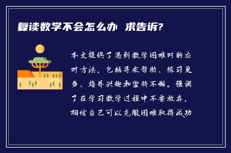 复读数学不会怎么办 求告诉?