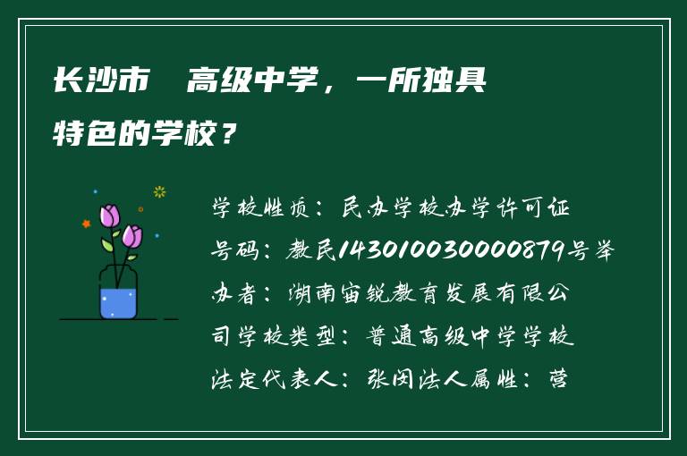 长沙市珺琟高级中学，一所独具特色的学校？
