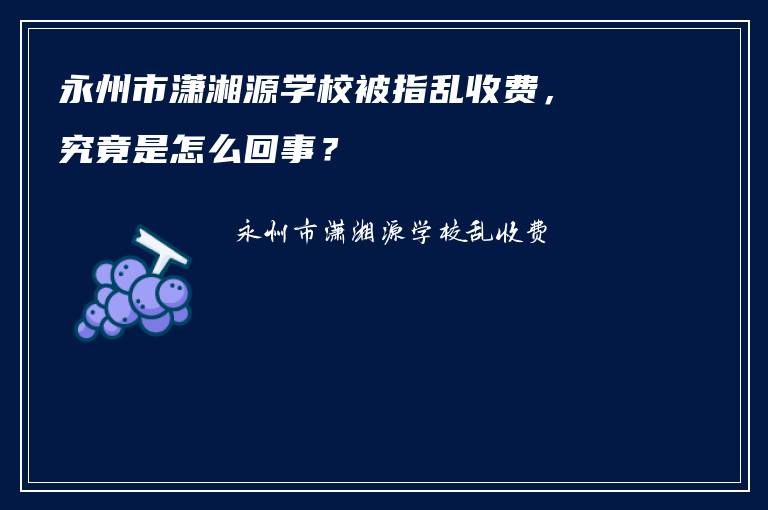 永州市潇湘源学校被指乱收费，究竟是怎么回事？