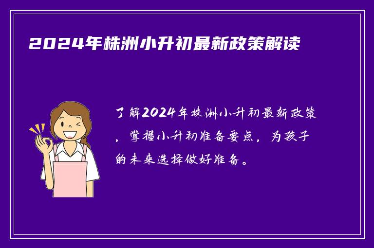 2024年株洲小升初最新政策解读
