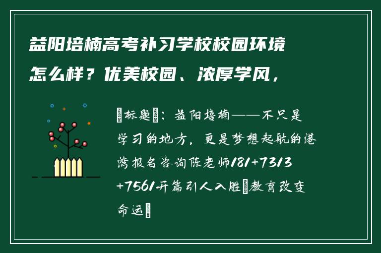 益阳培楠高考补习学校校园环境怎么样?优美校园、浓厚学风,助力学子金榜题名