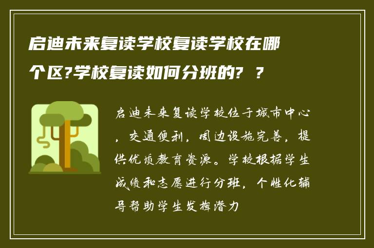 启迪未来复读学校复读学校在哪个区?学校复读如何分班的? ?
