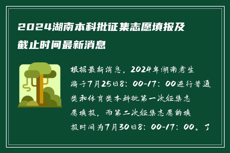 2024湖南本科批征集志愿填报及截止时间最新消息