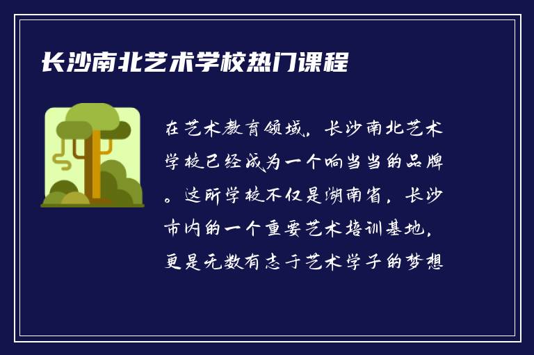 长沙南北艺术学校热门课程