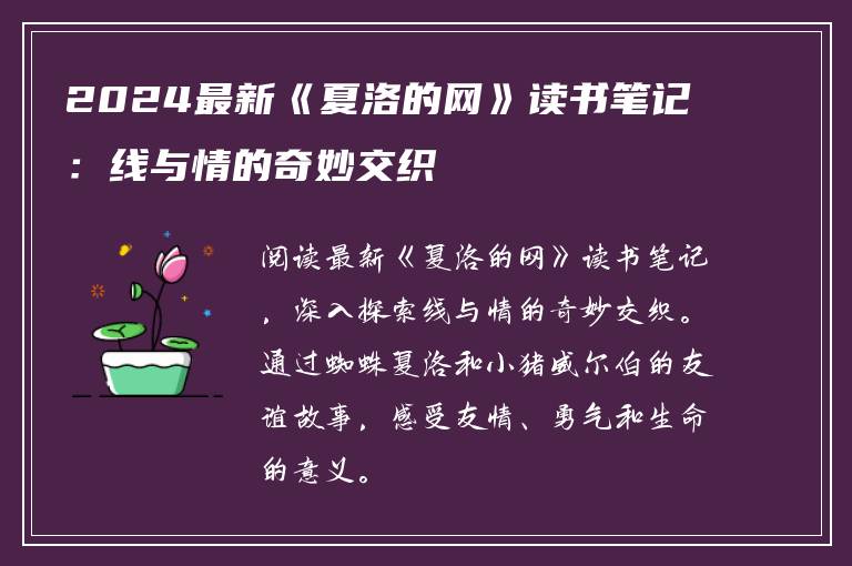2024最新《夏洛的网》读书笔记：线与情的奇妙交织