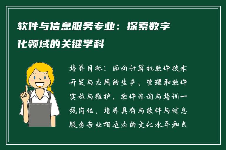 软件与信息服务专业：探索数字化领域的关键学科