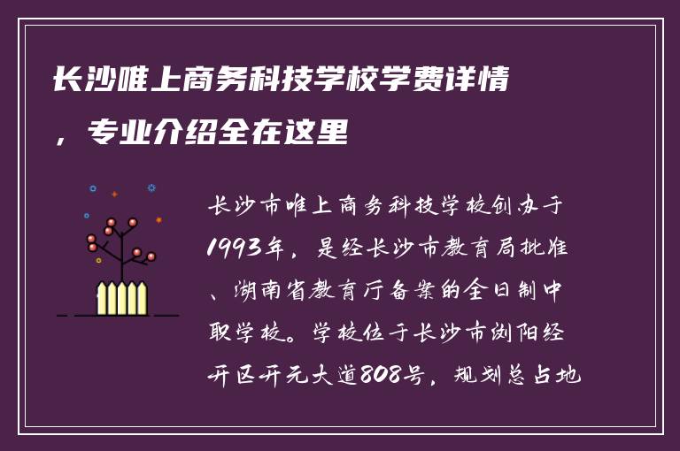 长沙唯上商务科技学校学费详情，专业介绍全在这里